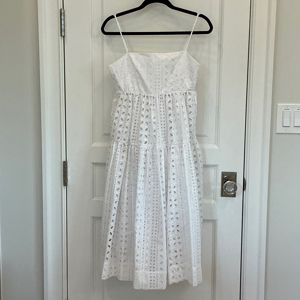 J. Crew White Eyelet Midi Dress